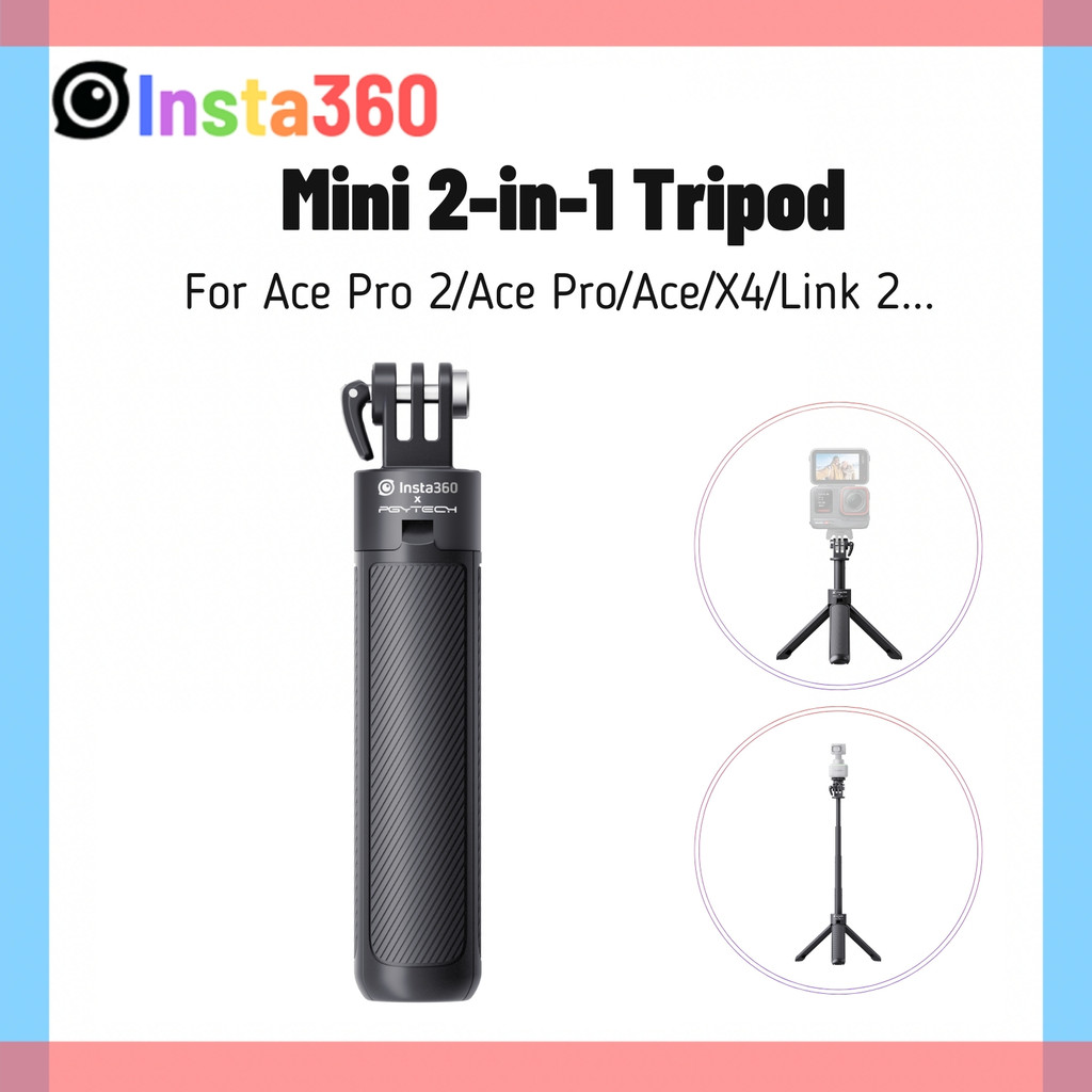 Insta360 PGYTECH Mini 2-in-1 ขาตั้งกล้อง Selfie Stick Monopod Grip สําหรับ Insta 360 X5 GO 3S Luna U