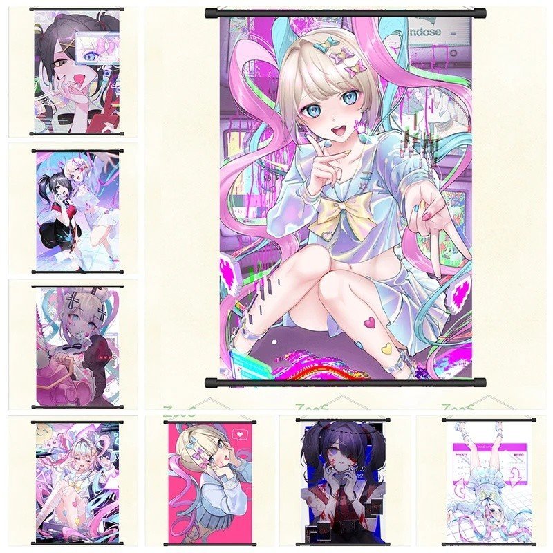 NEEDY GIRL OVERDOSE ตกแต่งภาพจิตรกรรมฝาผนังอะนิเมะ Wall Scroll ภาพวาดการ์ตูนการ์ตูนโปสเตอร์ผ้าใบวอลล์เปเปอร์พิมพ์ของขวัญ DB64