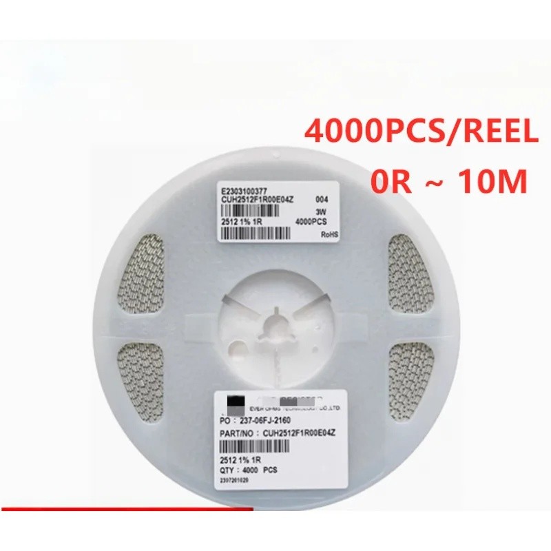 4000PCS 5% 1W 2512 ตัวต้านทานชิป SMD 0R ~ 10M 1K 2.2K 10K 100K 220K 0R 1R 10R 100R 150R 220R 330R 47