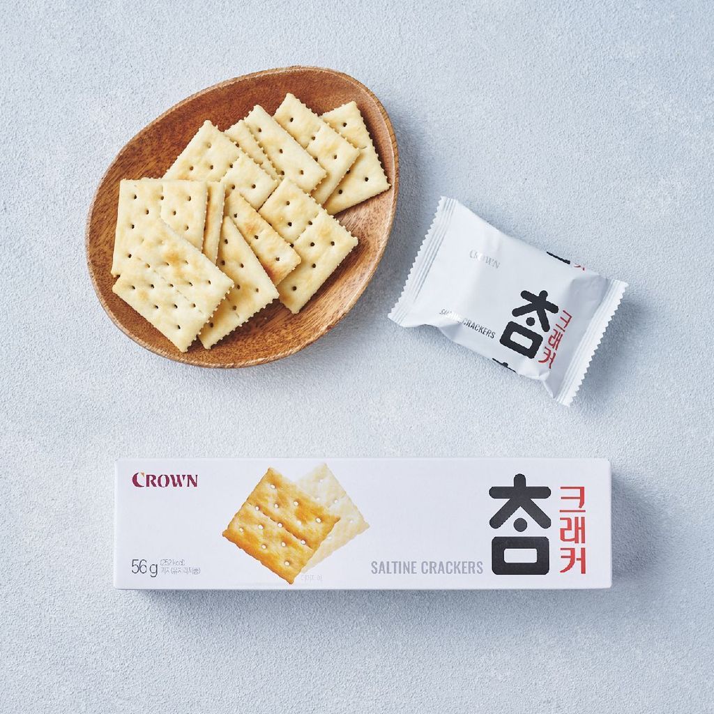 เกาหลีนําเข้า CROWN CROWN CROWN CROWN Soda บิสกิตเค็มอาหารทดแทนขนมขบเคี้ยว Influencer ขนมขบเคี้ยว
