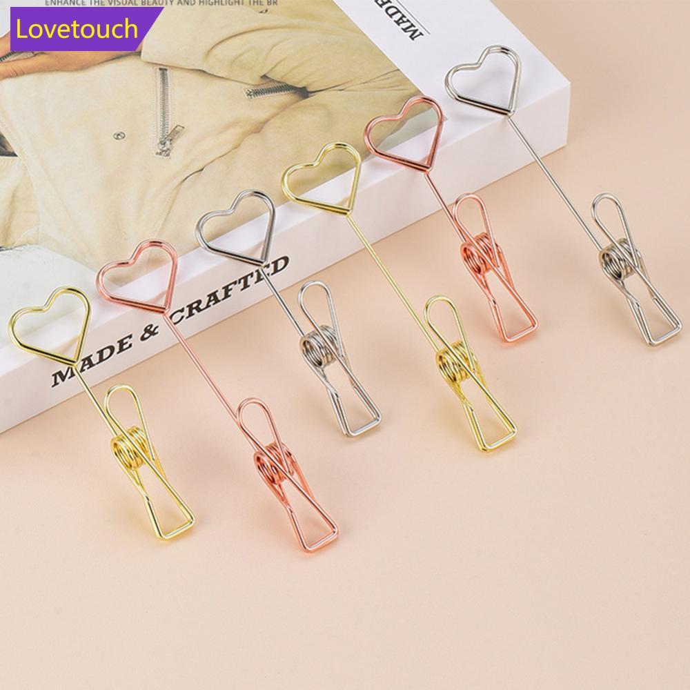 LOVETOUCH โลหะรูปหัวใจ Place ผู้ถือบัตร Photo คลิปขาตั้ง Desktop Memo คลิปงานแต่งงานตารางชื่อป้ายอุป