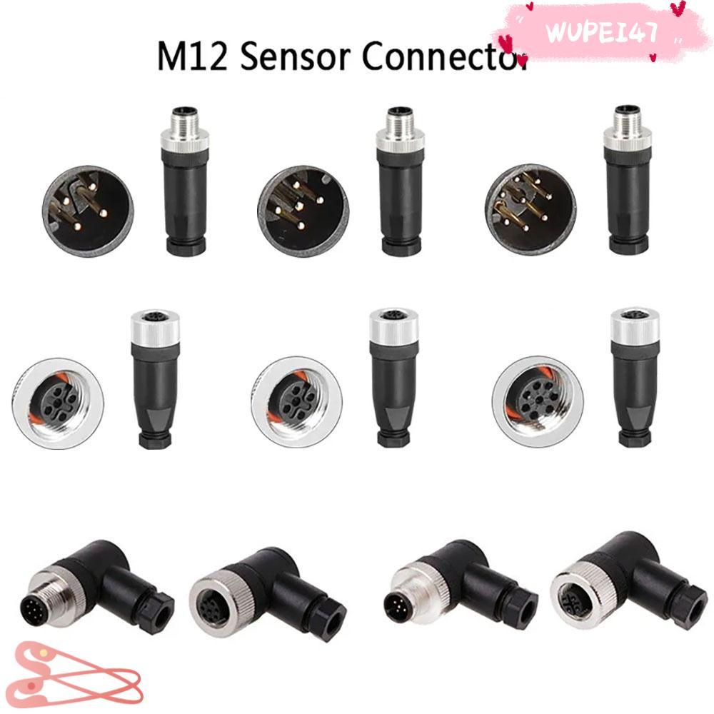 WUPEI47XW M12 Sensor Connector, ซ็อกเก็ตชายหญิง 4 5 8 Pin M12 ปลั๊กการบิน, ตรง PG7 กันน้ําปลั๊กชายแล