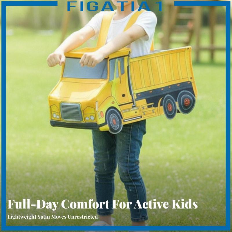[figatia1] เครื่องแต่งกายรถบรรทุกพิมพ์ลายพร้อมสายสะพายไหล่ Boxy Construction Vehicle เครื่องแต่งกายส