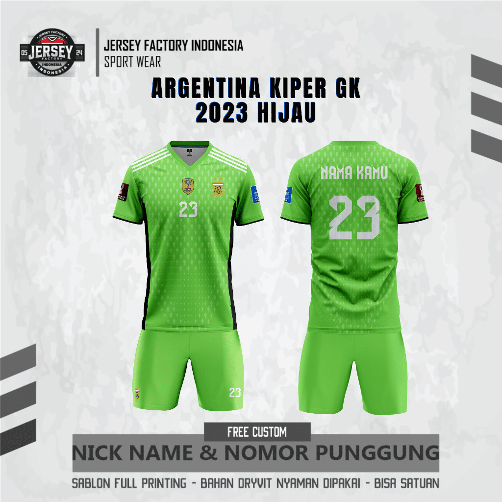 ARGENTINA GOALKEEPER GK 2O23 H1J4U ทีมย์สั้นฟรี CUSTOM NAME และหมายเลขสําหรับผู้ใหญ่และ CHILDREN
