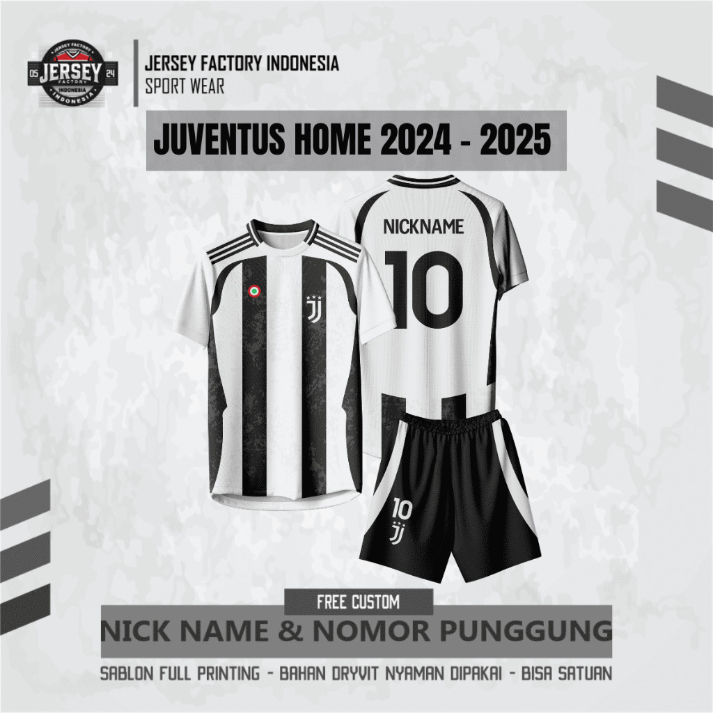 JUVENTUS HOME JERSEY 2024-2025 สั้นสําหรับผู้ใหญ่และพี่น้องฟรี CUSTOM NAME และ NUMBER
