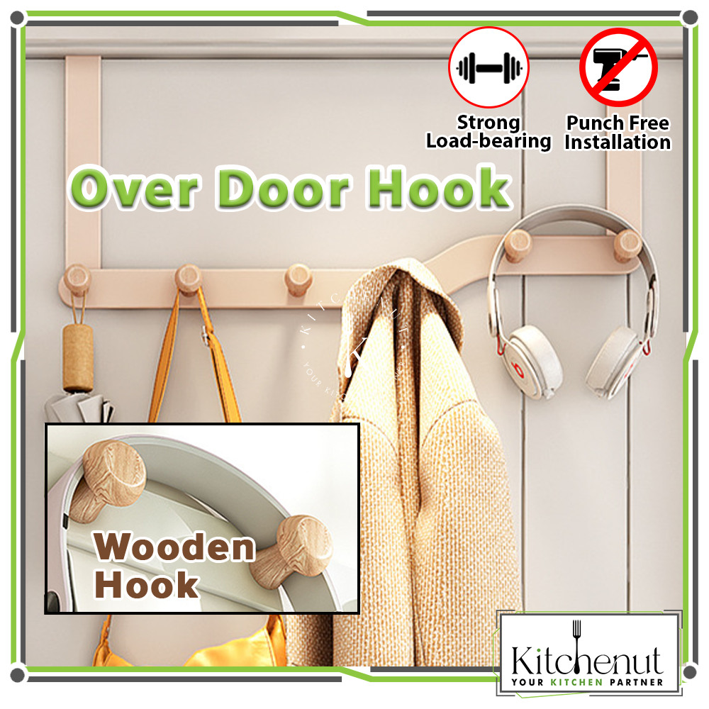 Kitchenut Over ประตู Hang Rack ไม้แขวนเสื้อผ้าเช็ดตัวผ้าเช็ดตัวห้องน้ําบาร์ผ้าเช็ดตัวแขวน Cangkuk Ba