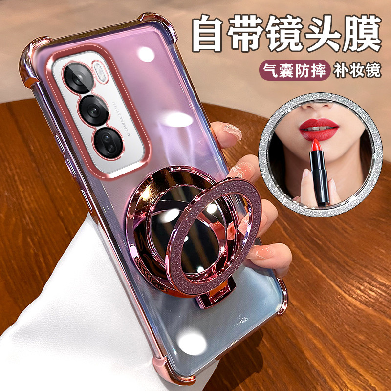 Opporeno12 เคสโทรศัพท์ Reno12pro เคสป้องกัน PJV110 เคสนิ่มโปร่งใสพร้อมฟิล์มเลนส์รวมทุกอย่างกันกระแทก