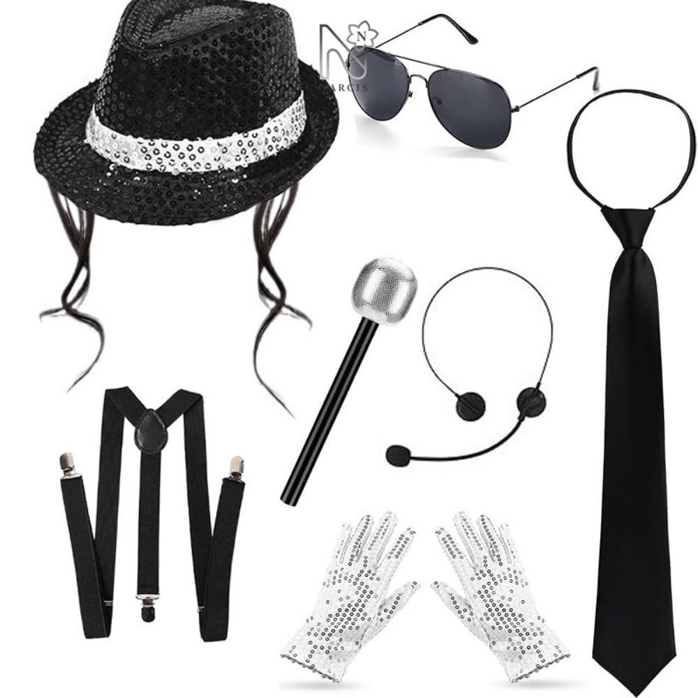 NARCIS เครื่องแต่งกายชุดอุปกรณ์เสริม, เลื่อมหมวก Fedora ถุงมือ Rhinestone เครื่องแต่งกายประสิทธิภาพ,
