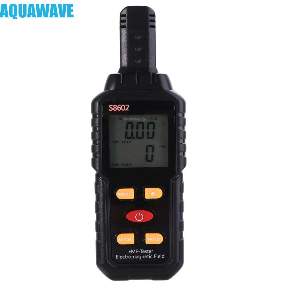 เครื่องวัดรังสีแม่เหล็กไฟฟ้า AQUAWAVE, เครื่องวัดความถี่รัศมี 3-in-1 ดิจิตอลแบ็คไลท์, อุณหภูมิแบบพกพา Magneticas Field Radiation ความแม่นยําสูง EMF Meter ช่างไฟฟ้า