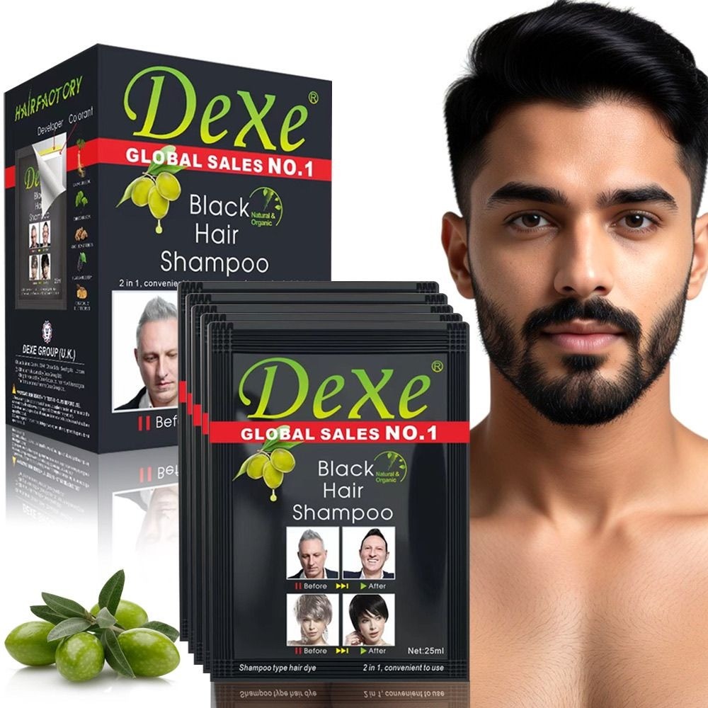 British Dexe Dexe One-Wash Long-Lasting Black Pure Plant Hair Dye 25ml * 10 ถุงแชมพูเพื่อสุขภาพสีดํา