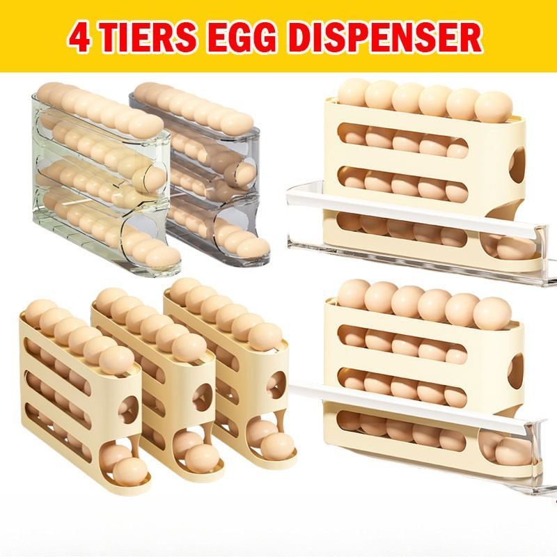 Transparent Large Capacity Egg Rack Auto Rolling Egg Storage Rack | Multi-Layer Egg Holder