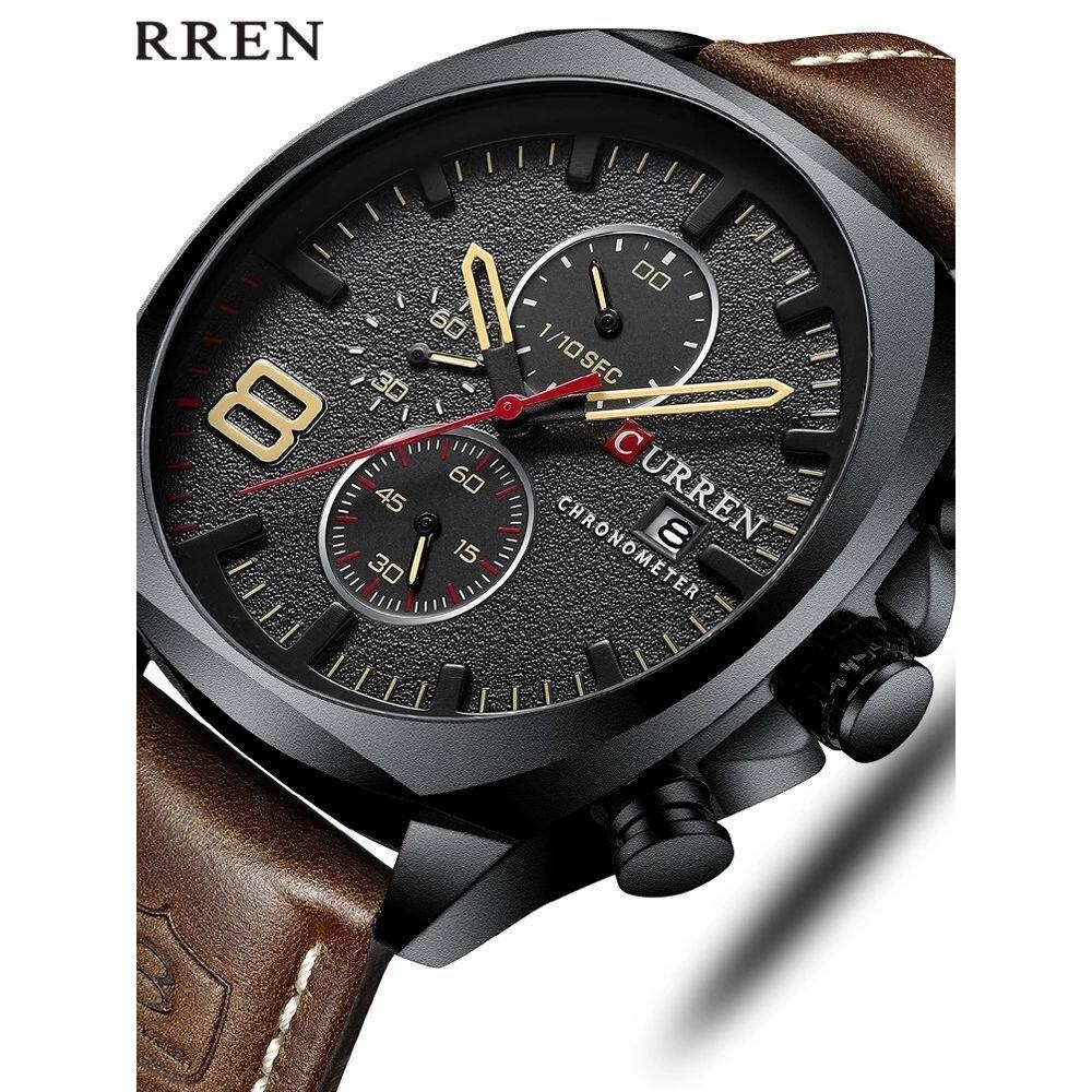 Curren/Curren 8624 นาฬิกาผู้ชายเข็มขัดนาฬิกากันน้ํานาฬิกาหกมือธุรกิจปฏิทินนาฬิกาผู้ชาย