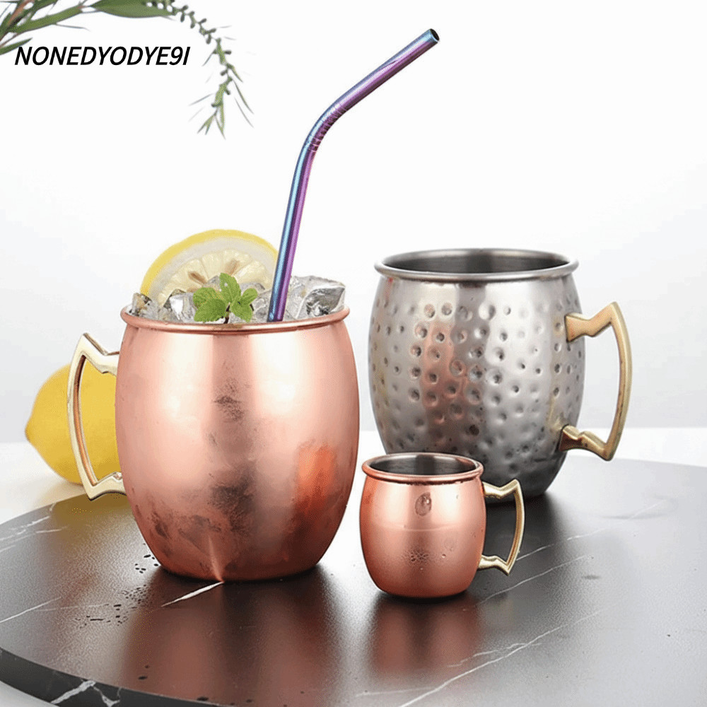 NONEDYODYE9I ค้อนจุดถ้วย, Handcrafted Moscow Mule ถ้วยแก้ว,ที่แข็งแกร่ง Riveted Handle หนา 500ml แปร