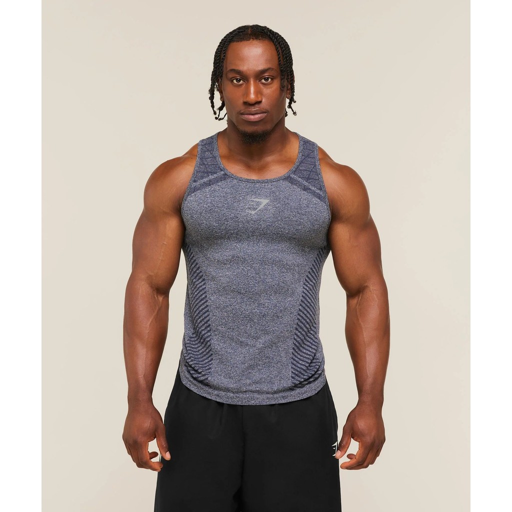 GYMSHARK เสื้อกั๊กผู้ชายสไตล์ใหม่ฟิตเนส Quick-Drying ยืดกีฬา Breathable Leisure Running Training Sui