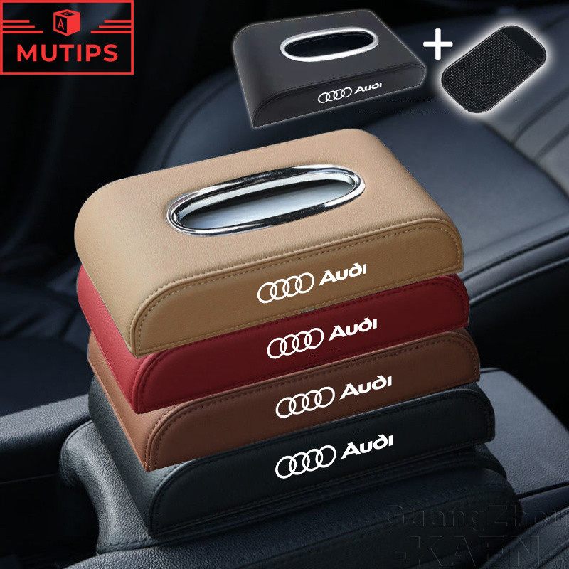 Audi หนังกล่องกระดาษทิชชูรถผู้ถือแฟชั่นกระดาษผ้าเช็ดตัวกล่องเก็บสําหรับ A3 8l 8Y A1 Q5 TT mk2 A5 A4 