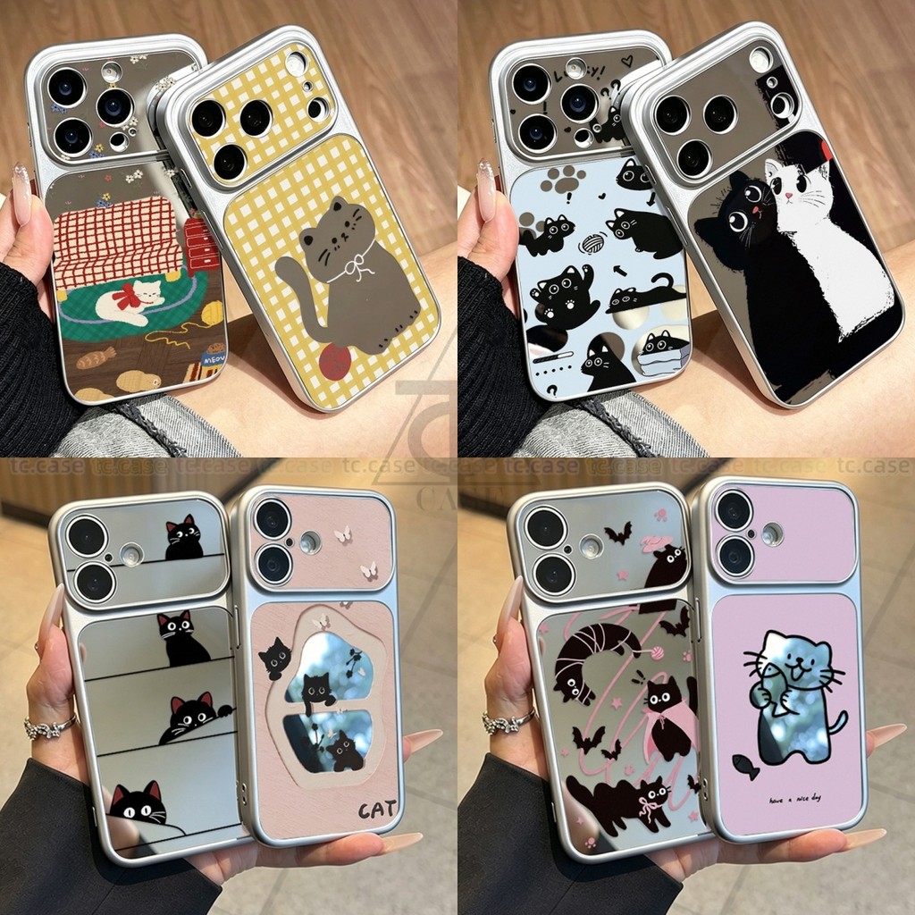 เคส For iPhone 17 14 12 15 11 16 17 Pro Max 13 กระจกเงา เกาหลี สวยเก๋ กันเลนส์กล้อง เคสโทรศัพท์