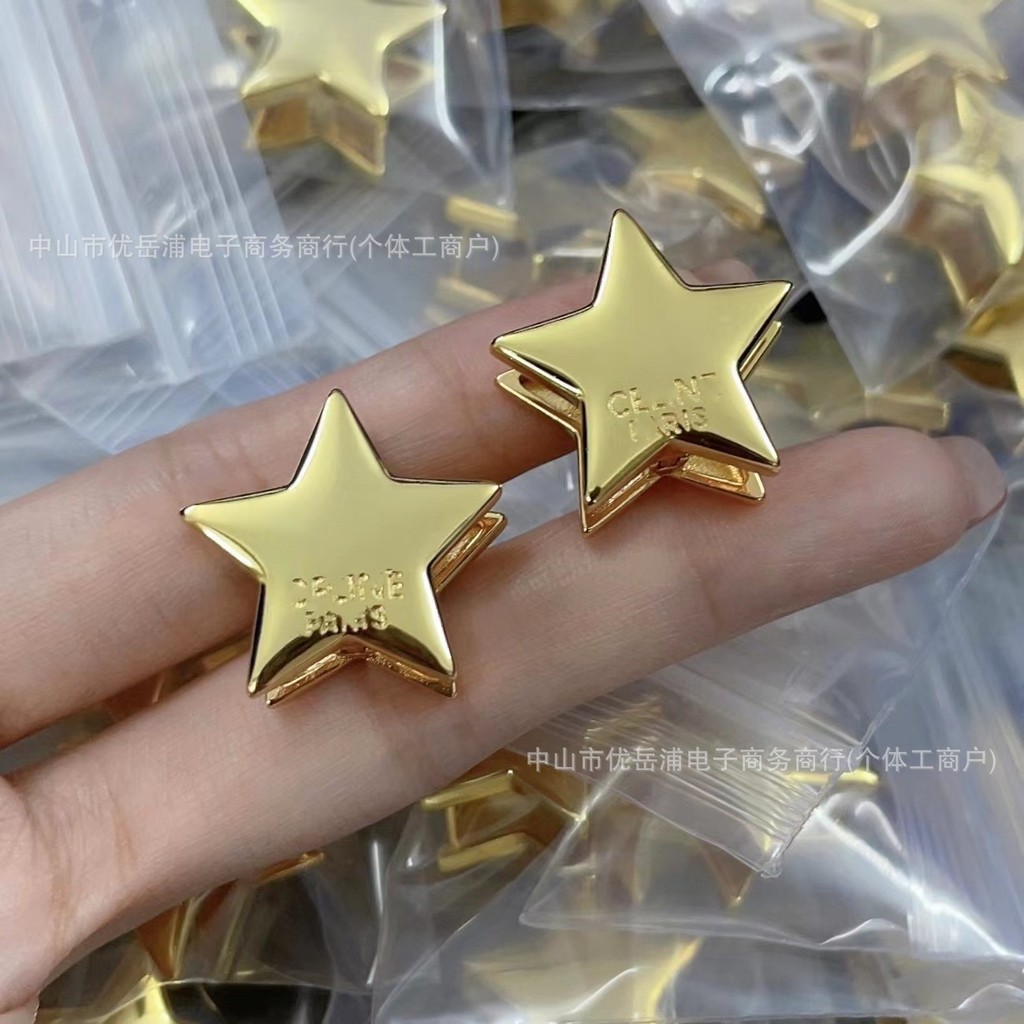 คู่รุ่น Saijia Letter Glossy Double-Layer Five-Pointed Starต่างหูหญิง High-End แฟชั่น Starต่างหูหญิง