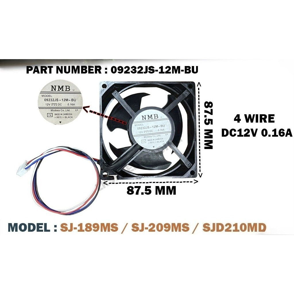 SJ-189MS SJ-209MS SJD210MD SHARP 09232JS-12M-BU มอเตอร์พัดลมตู้เย็น REFRIGEATOR DC FAN MOTOR FRIDGE 