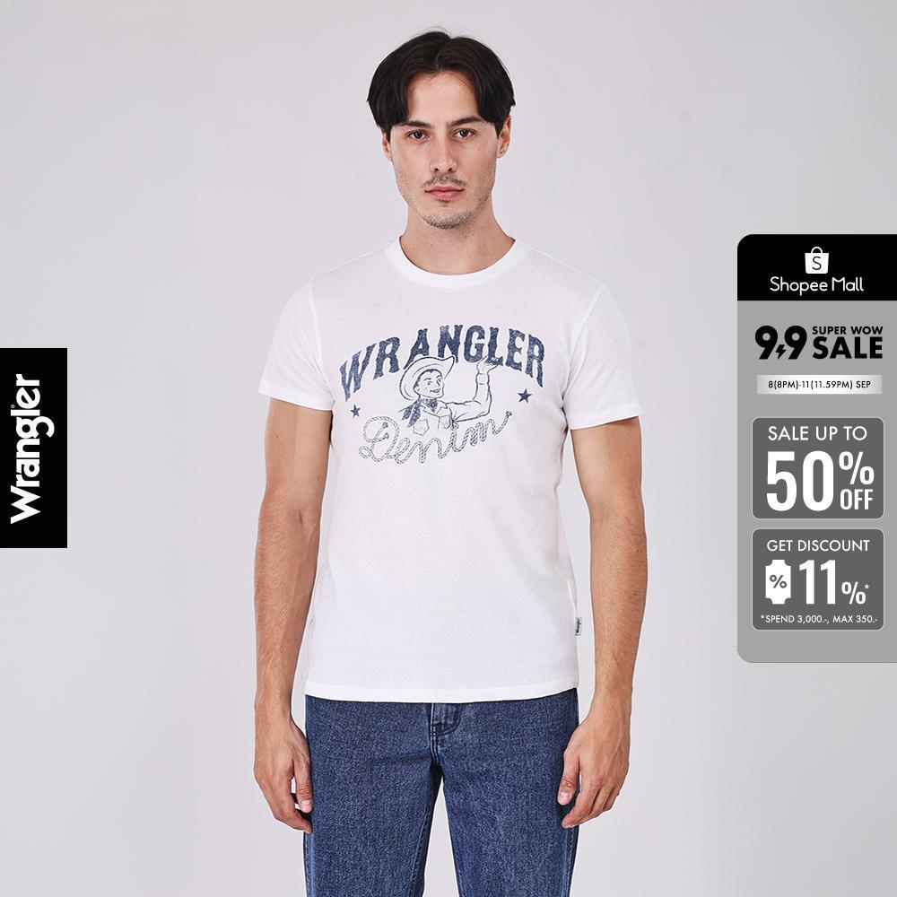 WRANGLER เสื้อยืดแขนสั้นผู้ชาย คอลเลคชั่น Beyond Denim รุ่น WR F126MTSSN08 สีขาว