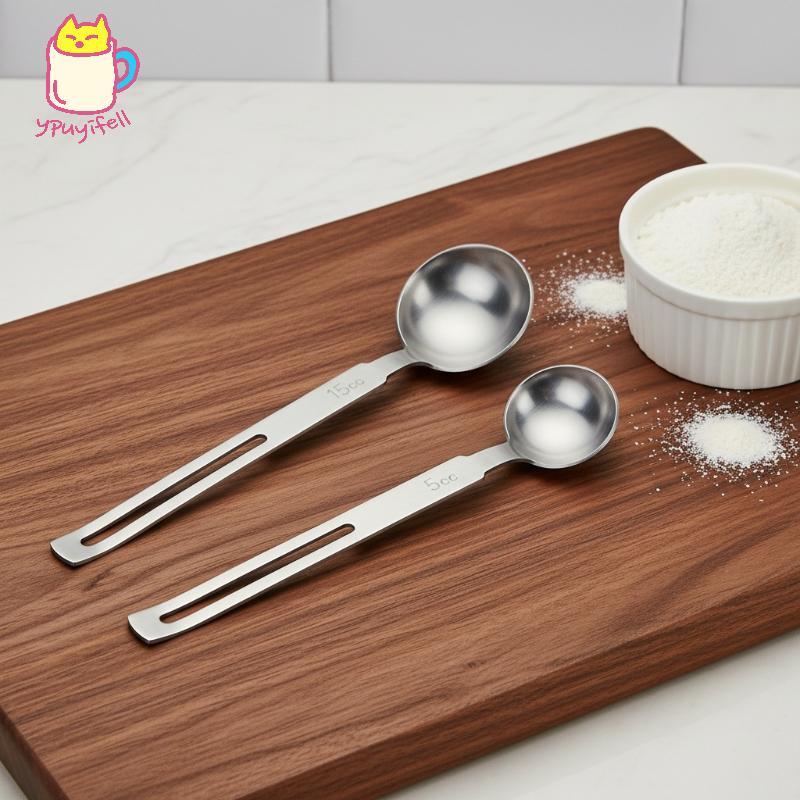 [YPU] 5/15ML สแตนเลสสตีลกาแฟ Scoop Rounded Head ช้อนตวงสําหรับ Pastry Making Baking Coffee Brewing เ