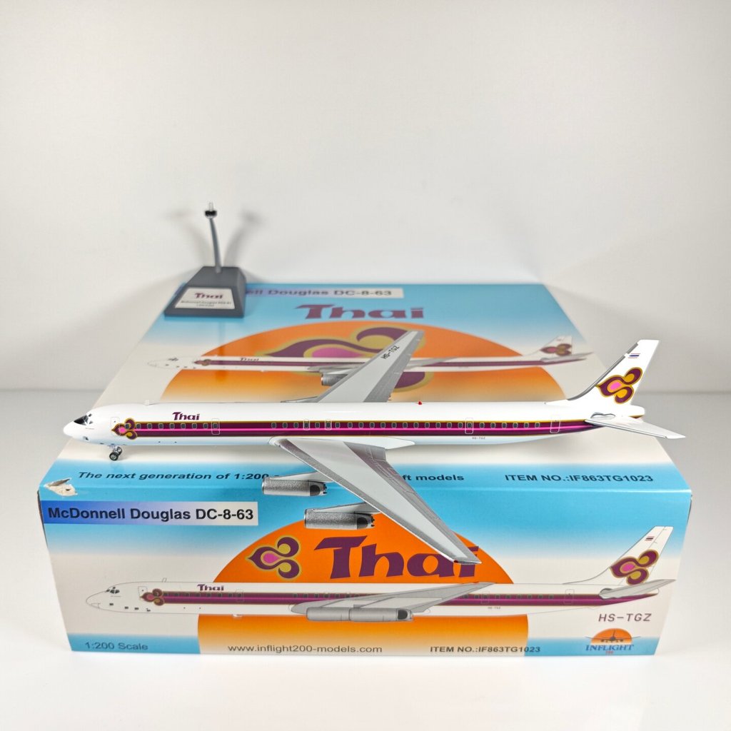 Inflight 1: 200 Thai Airlines DC-8-63 HS-TGZ โมเดลเครื่องบินโลหะผสม