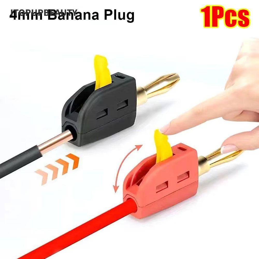 ITOPUPBEAUTY 1 ชิ้น Quick Connect Banana Jack, ทองเหลือง Solderless Banana Plug, ทนทาน High Current 