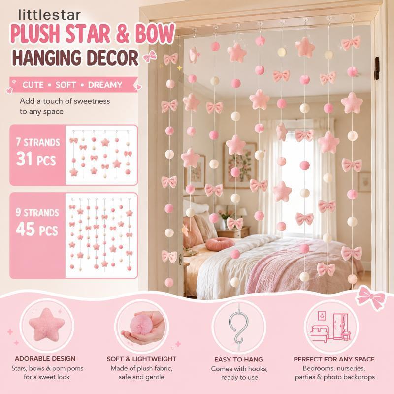 B & A Pink Plush Heart แขวนตกแต่ง 26 ชิ้นนุ่มปุยชิ้นฟรี Strings สําหรับ Shop Window Display Holiday 