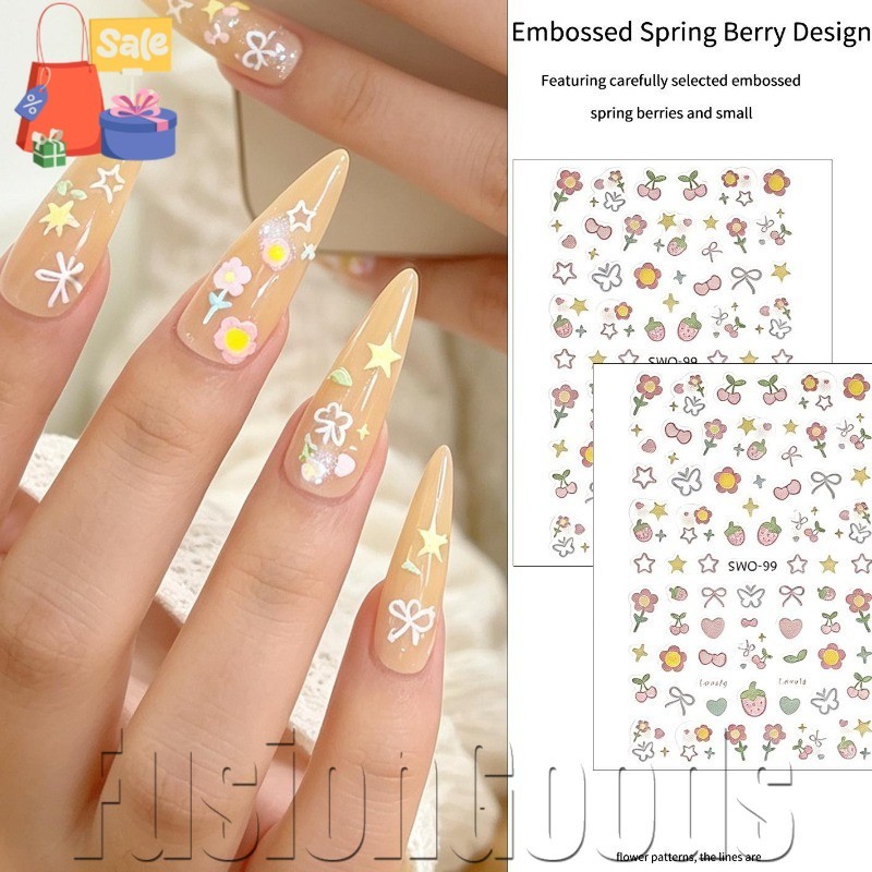 [Trusted] Self-Adhesive Nail Paster - Sweet Girlish Nail Accessories - Japanese Summer Fresh Nail St