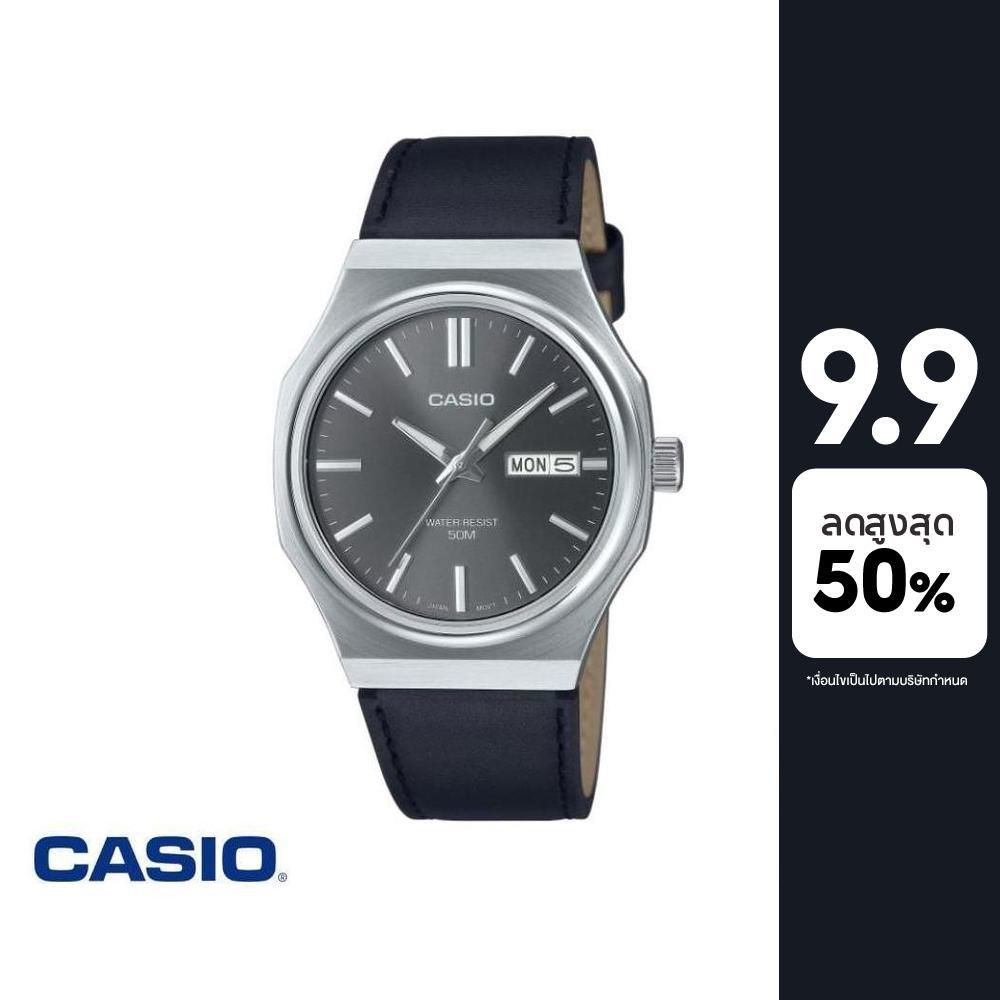CASIO นาฬิกาข้อมือ CASIO รุ่น MTP-E735L-8AVDF สายหนังแท้ สีดำ