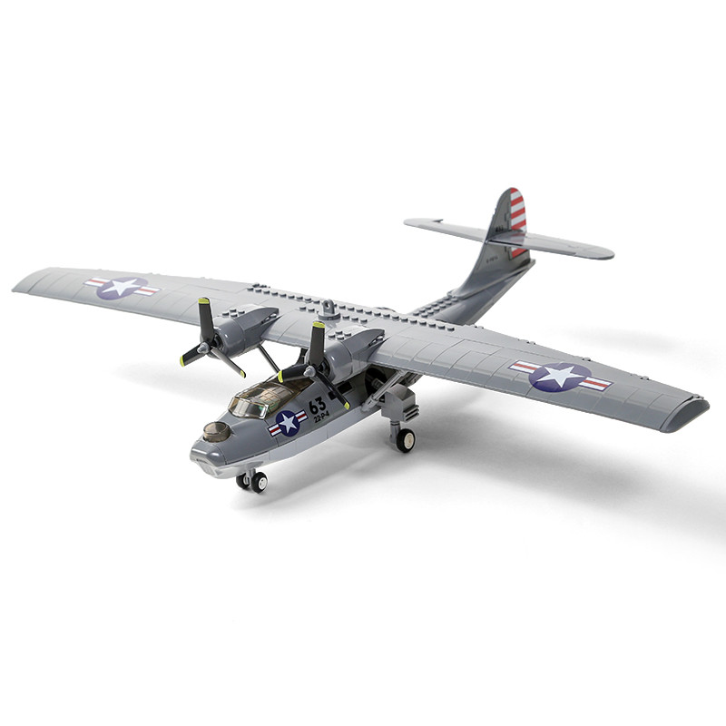 Wange 5007 Military Series Catalina Seaplane PBY-5A Building Blocks ชุดโมเดลบล็อกตัวต่อของเล่นสําหรั