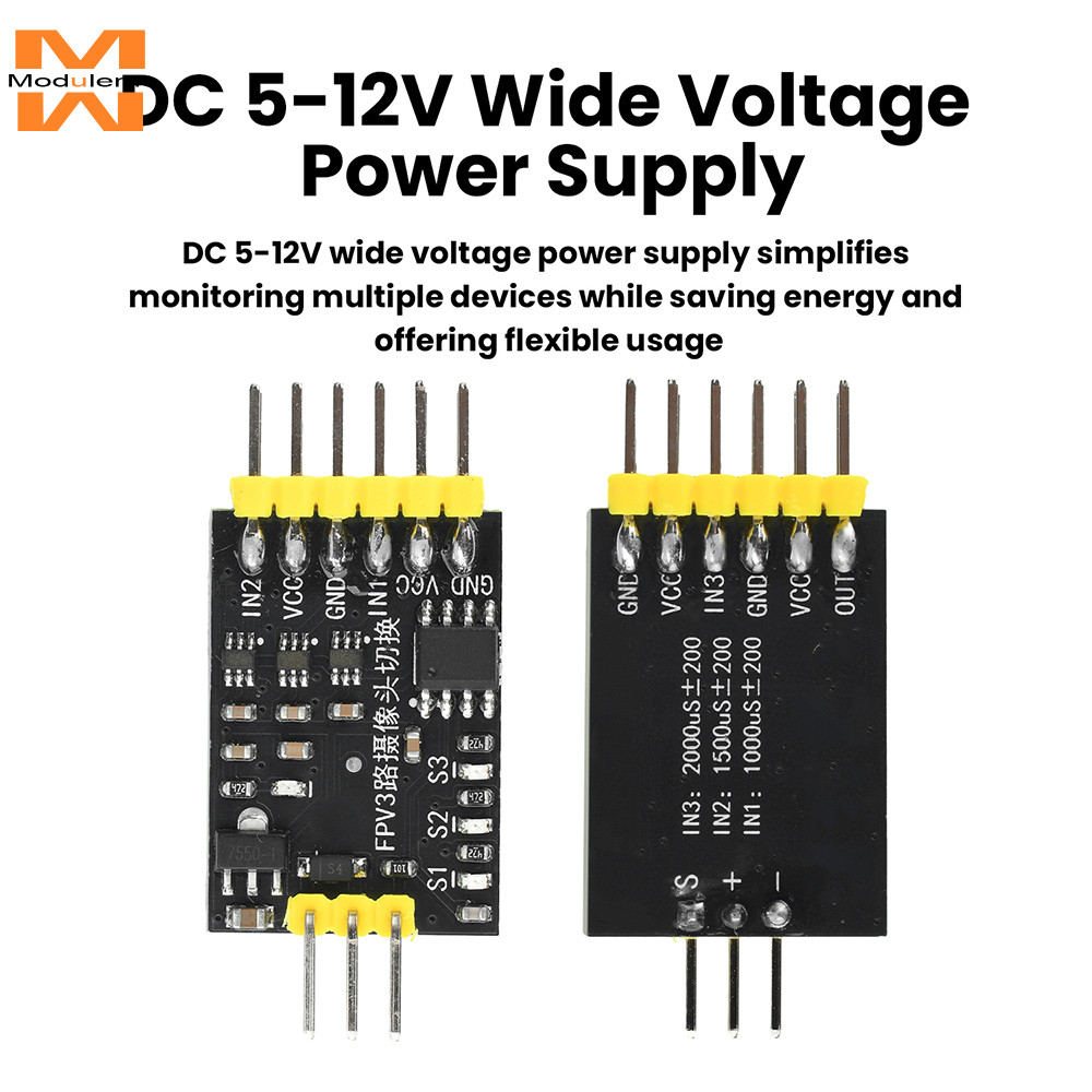 DC5-12V 3-Channel Video Switcher โมดูล FPV 3 ช่องกล้องสลับพร้อมควบคุม PWM สําหรับ RC Drones และ FPV 