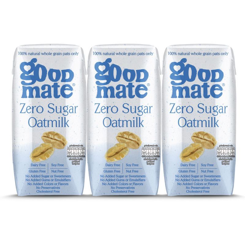 กู๊ดเมทน้ำนมข้าวโอ๊ตซีโร่ชูการ์ 180มล. แพค 3 Goodmate Zero Sugar Oatmilk 180ml. Pack 3
