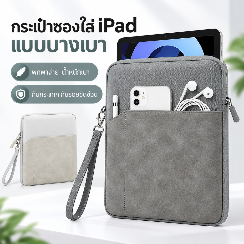 กระเป๋าใส่ไอแพด แทปเล็ต ซองแล็ปท็อป macbook โน๊ตบุ๊ค นิ้ว 11/12/13 นิ้ว กันน้ำ บุนุ่ม ซิปสองด้าน