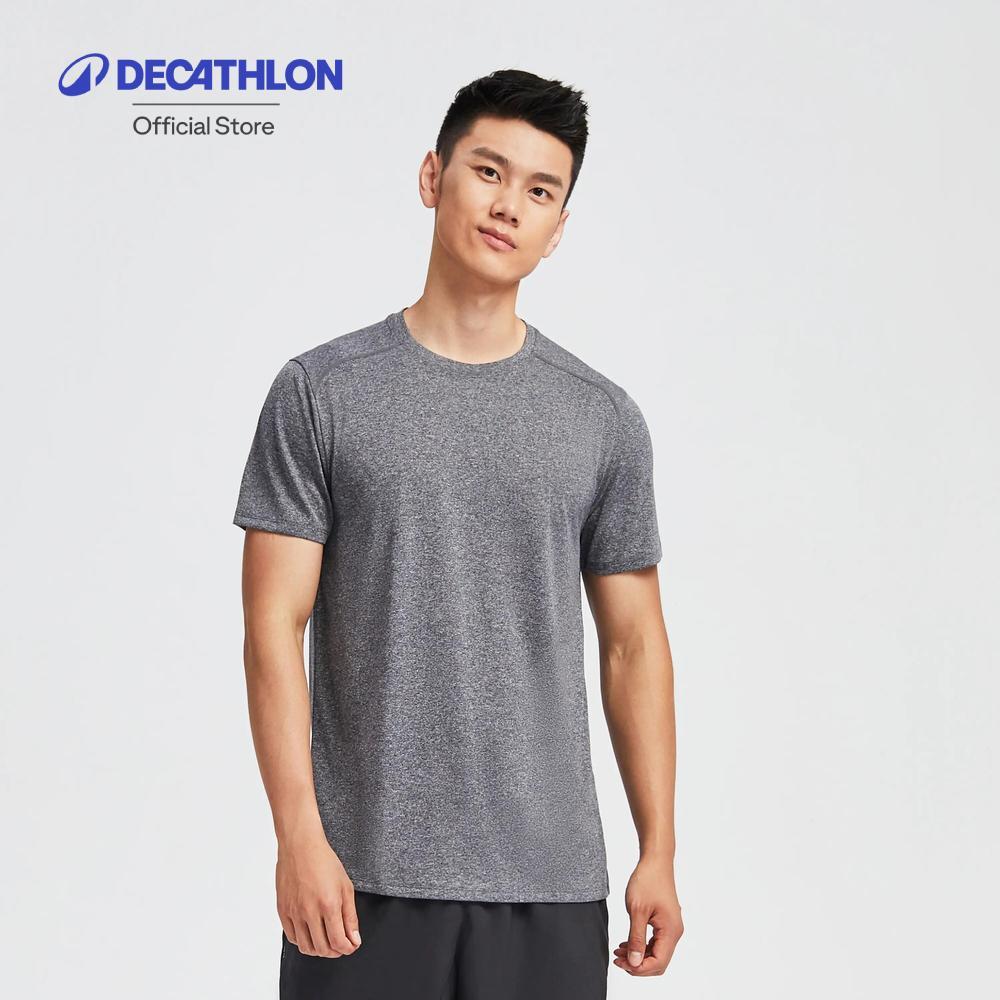 Decathlon Men'S Crew Neck T-Shirt Essential เสื้อยืดผู้ชายสำหรับใส่ออกกำลังกายแบบคาร์ดิโอรุ่น 100 - Grey