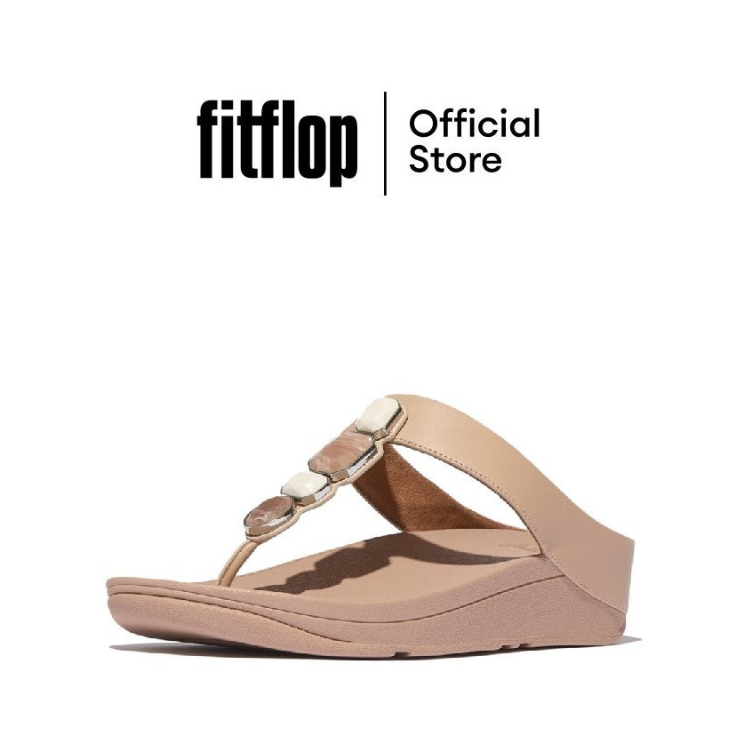 FITFLOP FINO MULTI-STONE LEATHER T/P รองเท้าแตะแบบหูหนีบผู้หญิง รุ่น IU9-B41 สี BEIGE