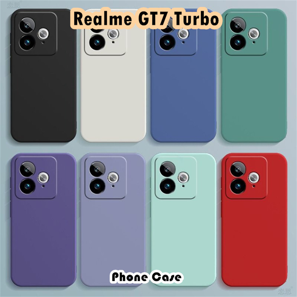 ReadyFor Realme GT7 Turbo Case Silicone Full Case Classic Solid Color Phone Case Cover Straight Edge