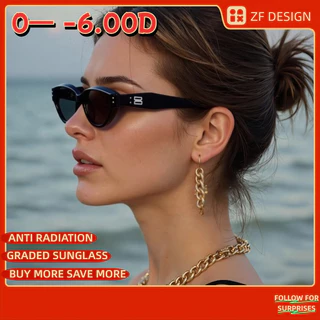 แว่นกันแดด สายตาสั้น (0°— -600°) แว่นตาขับรถ กรอบสีดํา ป้องกันรังสีอัลตราไวโอเลต เลนส์วิสัยทัศน์กลางคืน ป้องกันแสงสะท้อน UV400