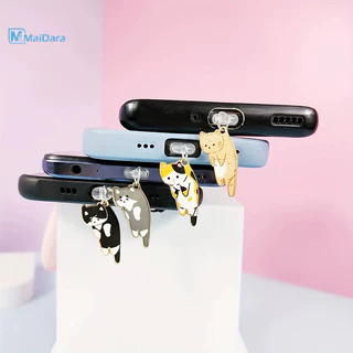 จี้ป้องกันฝุ่น ปลั๊กกันฝุ่นโทรศัพท์ โลหะผสม Rhinestone น่ารัก จี้โทรศัพท์รูปแมว ช่องเสียบหูฟัง ช่องเสียบชาร์จ