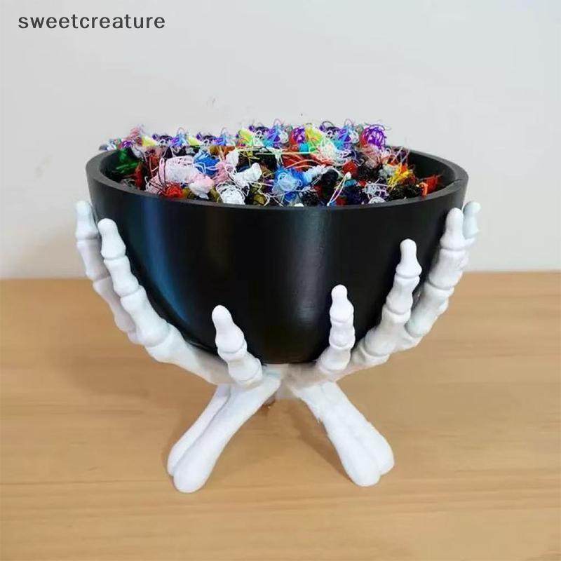 Sweetcreature Halloween Candy Bowl Gothic Skeleton Hands Candy Storage Holder Multifunctional Hallow
