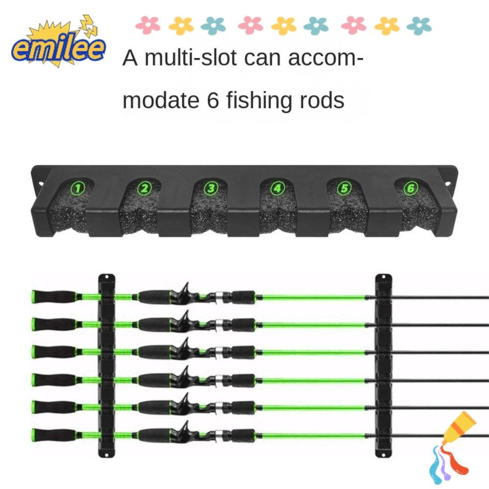 ชั้นวางคันเบ็ด Emily ปรับเปลี่ยนได้ ทำจาก EPDM Foam ขนาด 6 ก้าน สี 다양 ติดผนังสำหรับจัดเก็บคันเบ็ด