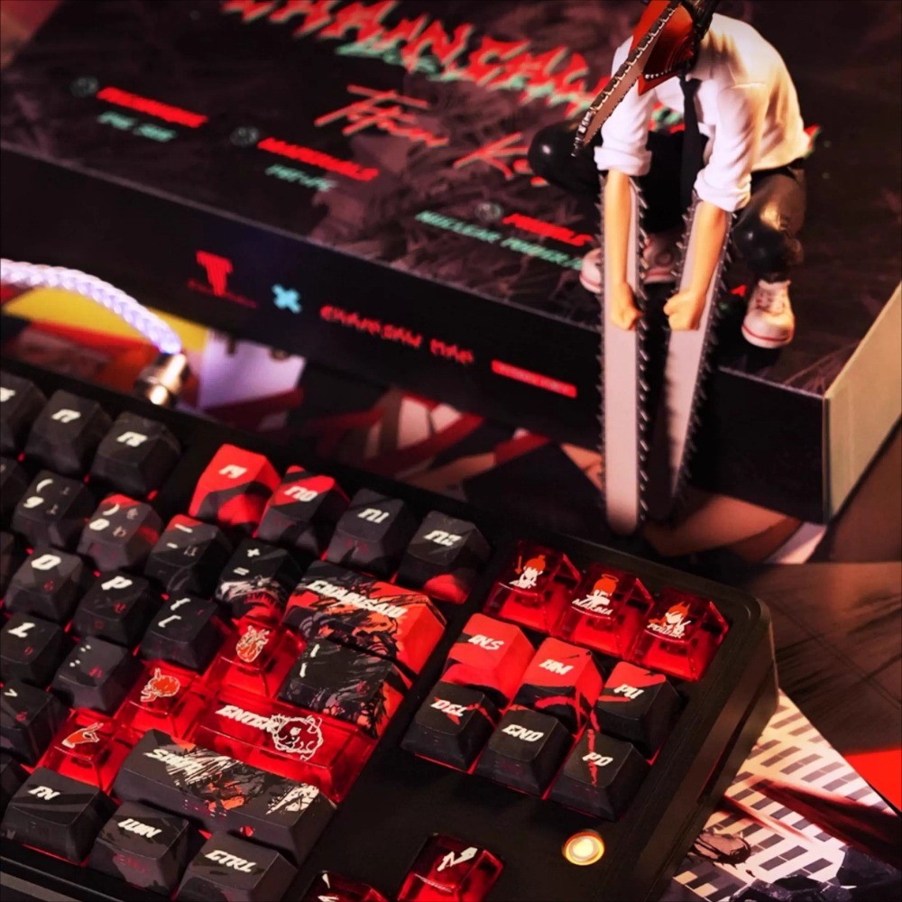 Chainsaw Man Keycaps 130 คีย์ PBT PC Cherry Profile Cool Dye Sublimation ด้านข้างส่งด้านข้างพิมพ์ Ke