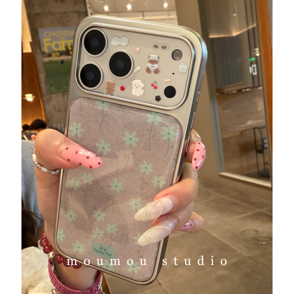 Huiwanju Flower Girl Electroplating เหมาะสําหรับ iPhone17ProMax เคสโทรศัพท์มือถือ Anti-drop เคสป้องกัน 16 ชุด