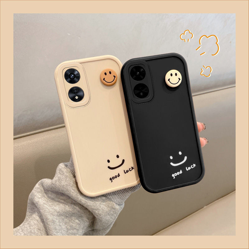 เหมาะสําหรับเคสโทรศัพท์ OPPO A58 PHJ110 Simple Smiley การ์ตูนน่ารักสดกันกระแทกซิลิโคนอ่อนนุ่ม