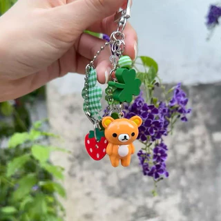 ใหม่ลูกปัด Clover พวงกุญแจแหวนการ์ตูนหมี Retro จี้กระเป๋าตกแต่ง Key Chain