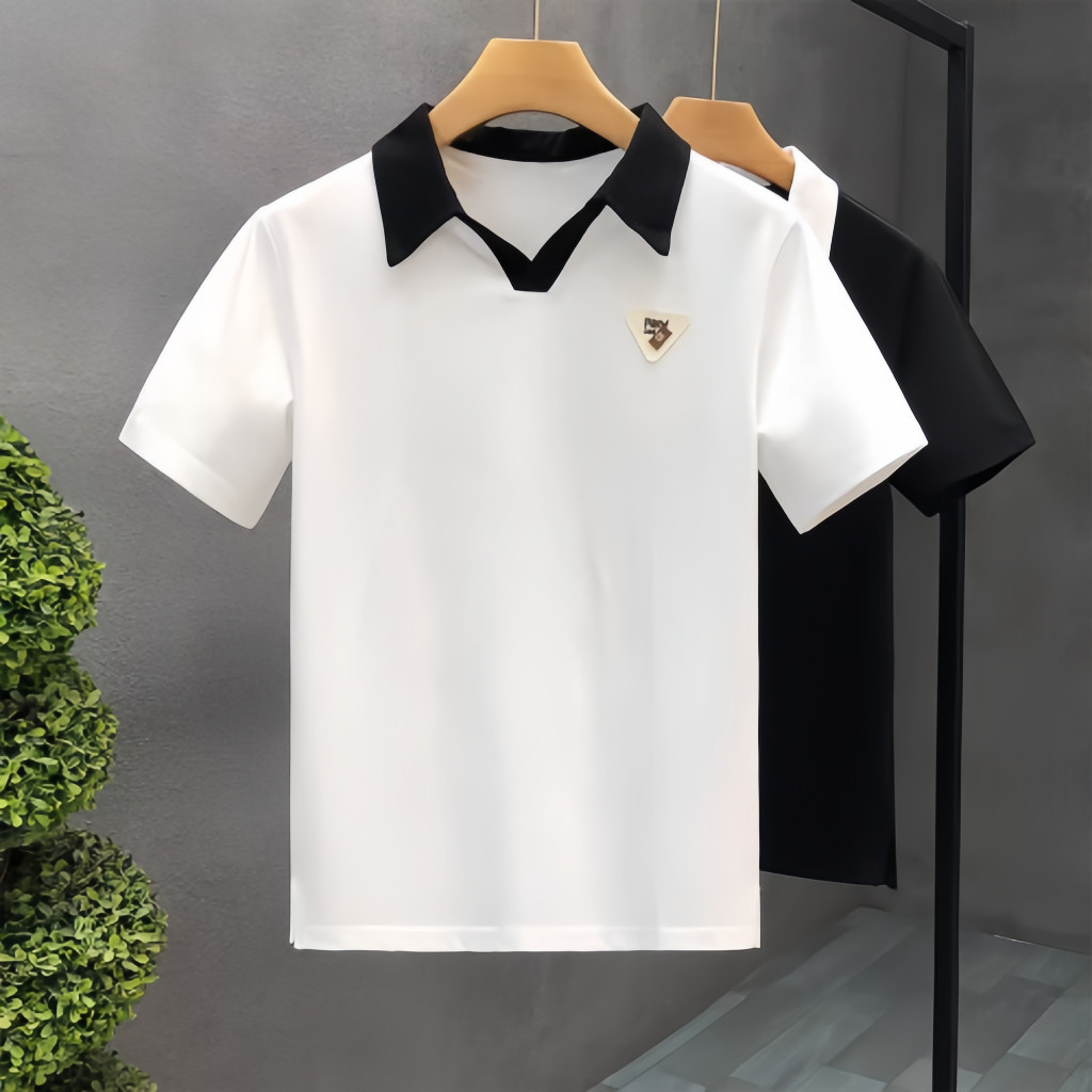 Chaistyle เสื้อเชิ้ตคอปกผู้ชาย แบบเรียบง่ายแมทช์ลุคง่าย เสื้อโปโลผู้ชาย