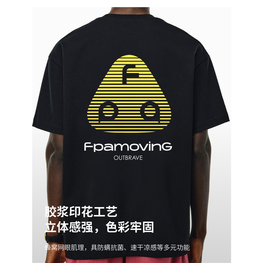 ฤดูร้อนหลวมรอบคอ FPA Gradient โลโก้พิมพ์ผ้าฝ้ายแท้ All-Match เสื้อยืดแขนสั้น