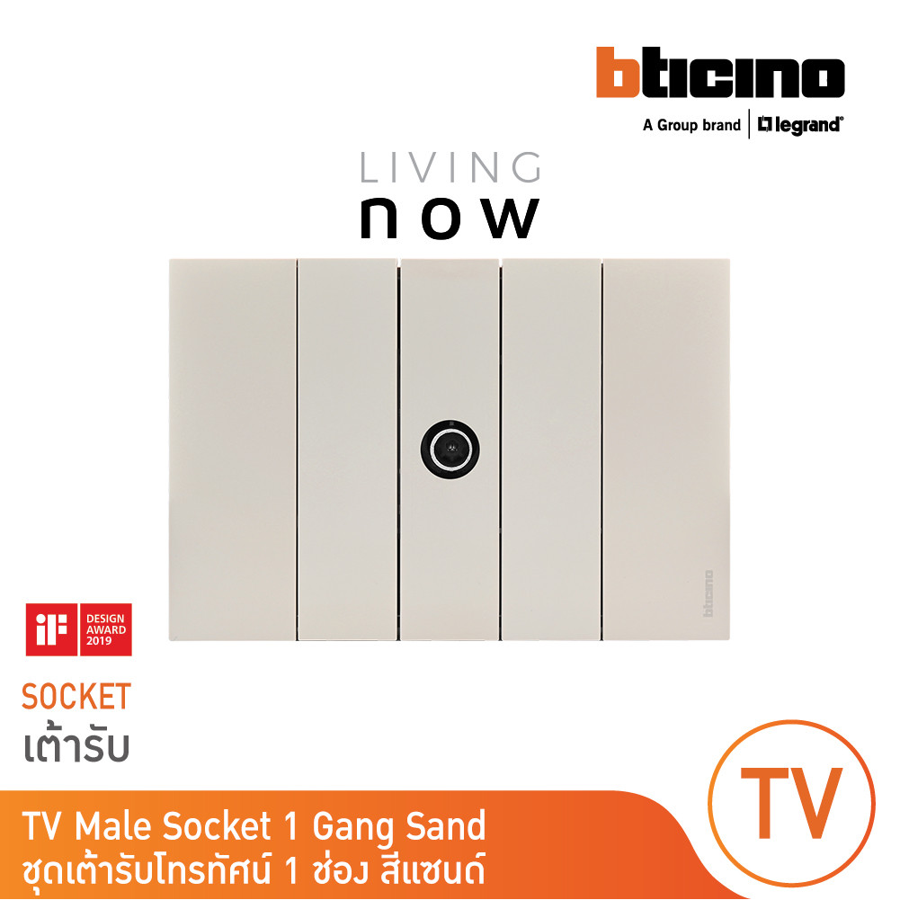 BTicino ชุดเต้ารับโทรทัศน์ TV Male Socket 1 ช่อง สีแซนด์ รุ่น Living Now | BTicino