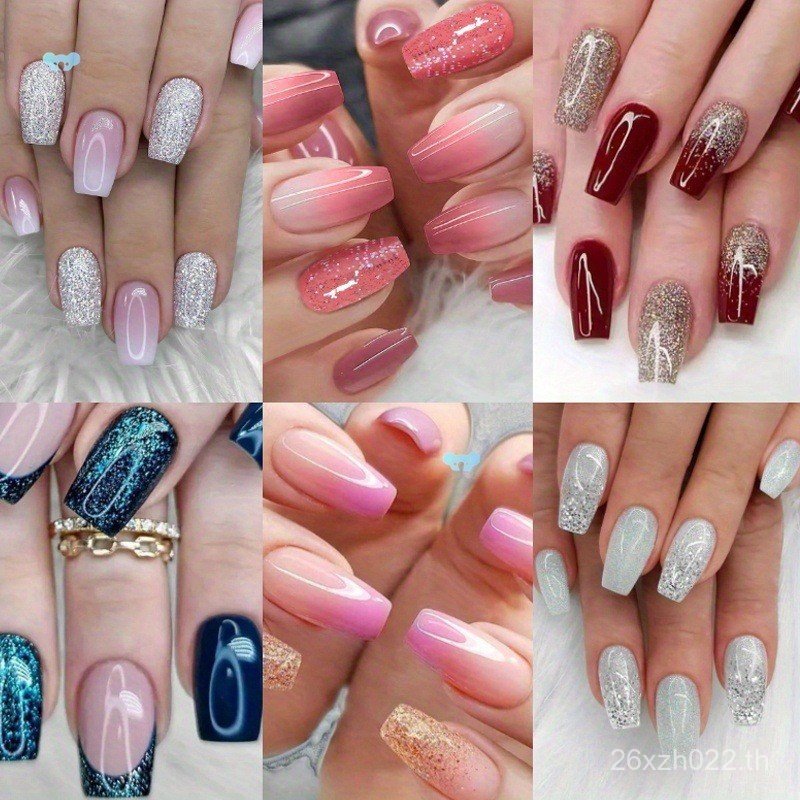 144 bluein ) ( ชุดเล็บสีแดง ชุดแต่งเล็บ 6 ชิ้น OOQ1