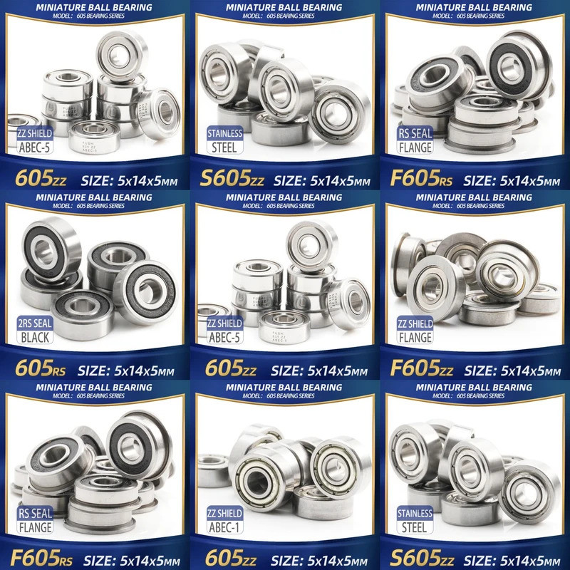 FUSHI 605 ZZ แบริ่ง 5x14x5 มม. 10 ชิ้น 605ZZ RS 2RS แบริ่ง Handpiece หน้าแปลนสําหรับมอเตอร์อุตสาหกรร