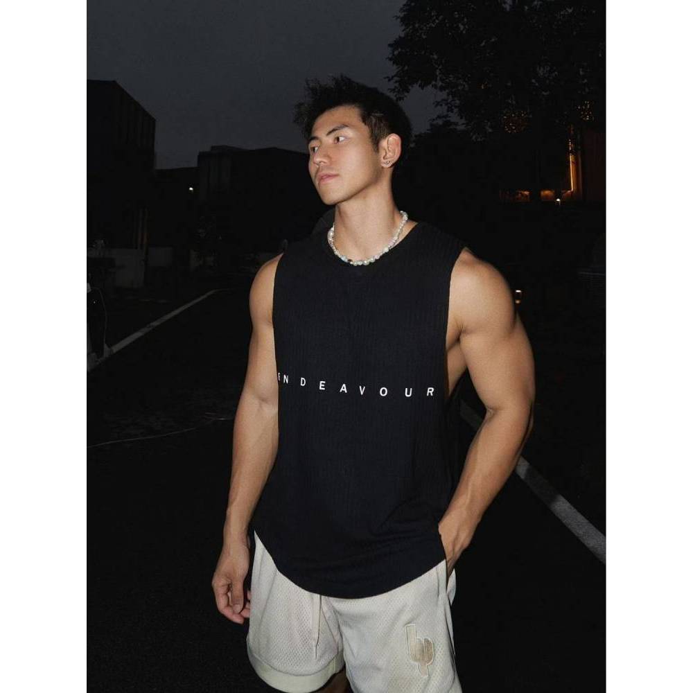 Summer Los Angeles Street American Sports Casual Vest Men's Top Hot Iron Printed Fitness Thread Vest oVgm